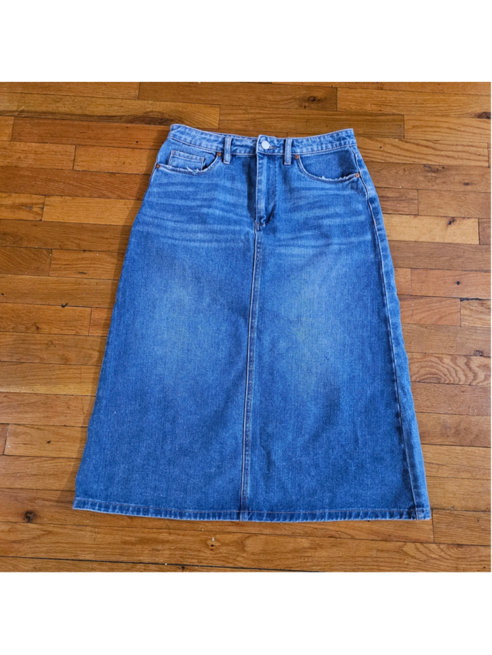 BLANKNYC Women's Denim Midi Skirt Size 28 High Rise Blue Jean 100% Cotton